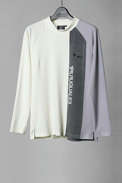 1PIU1UGUALE3 WOMENS L/S MOCK NECK STRIPE