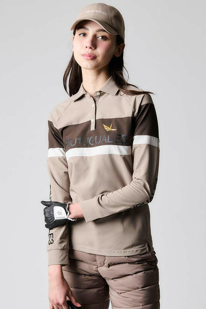 1PIU1UGUALE3 WOMENS L/S POLO SIDE SWITCH