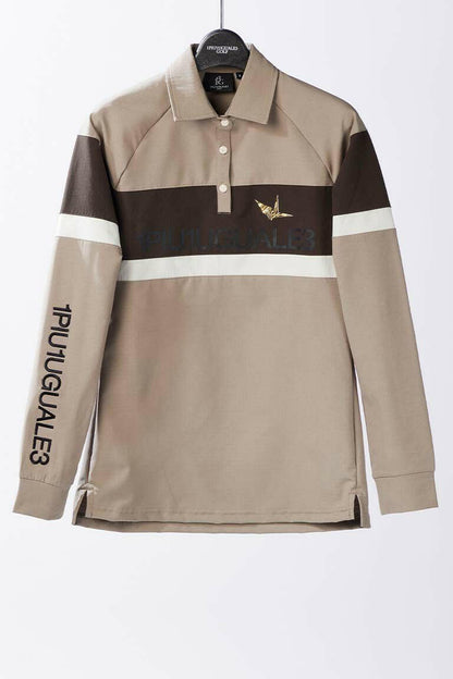 1PIU1UGUALE3 WOMENS L/S POLO SIDE SWITCH
