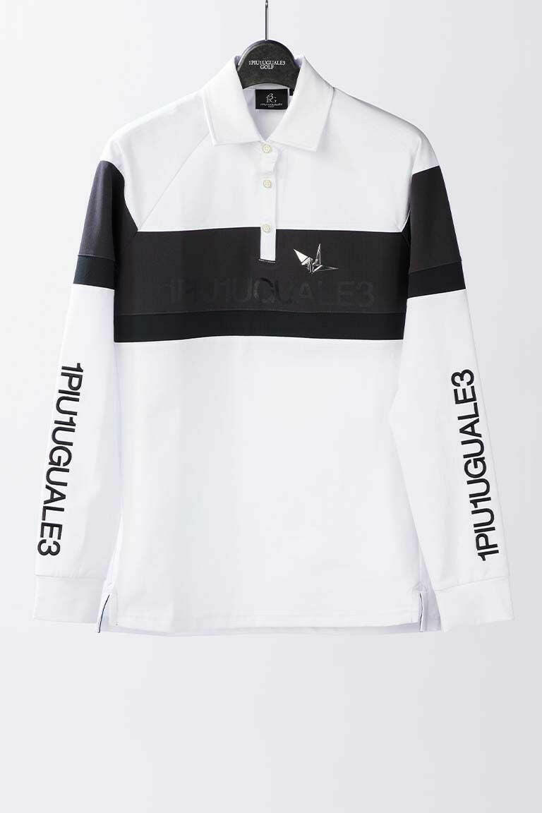 1PIU1UGUALE3 WOMENS L/S POLO SIDE SWITCH