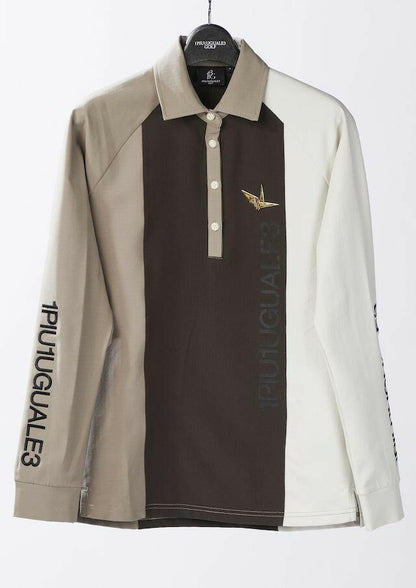 1PIU1UGUALE3 WOMENS 113 GOLF L/S POLO STRIPE SWITCH