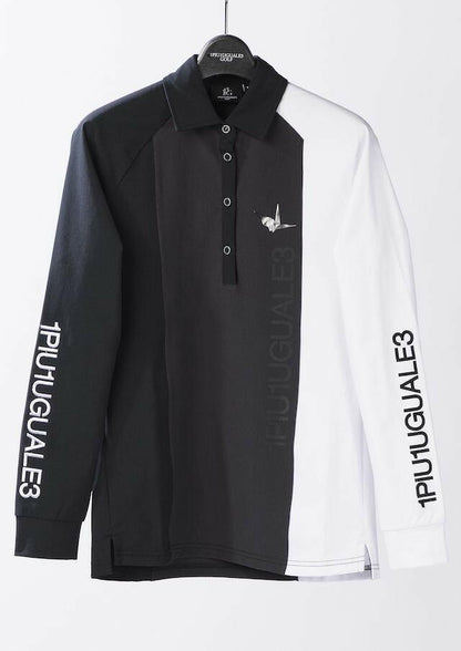1PIU1UGUALE3 WOMENS 113 GOLF L/S POLO STRIPE SWITCH
