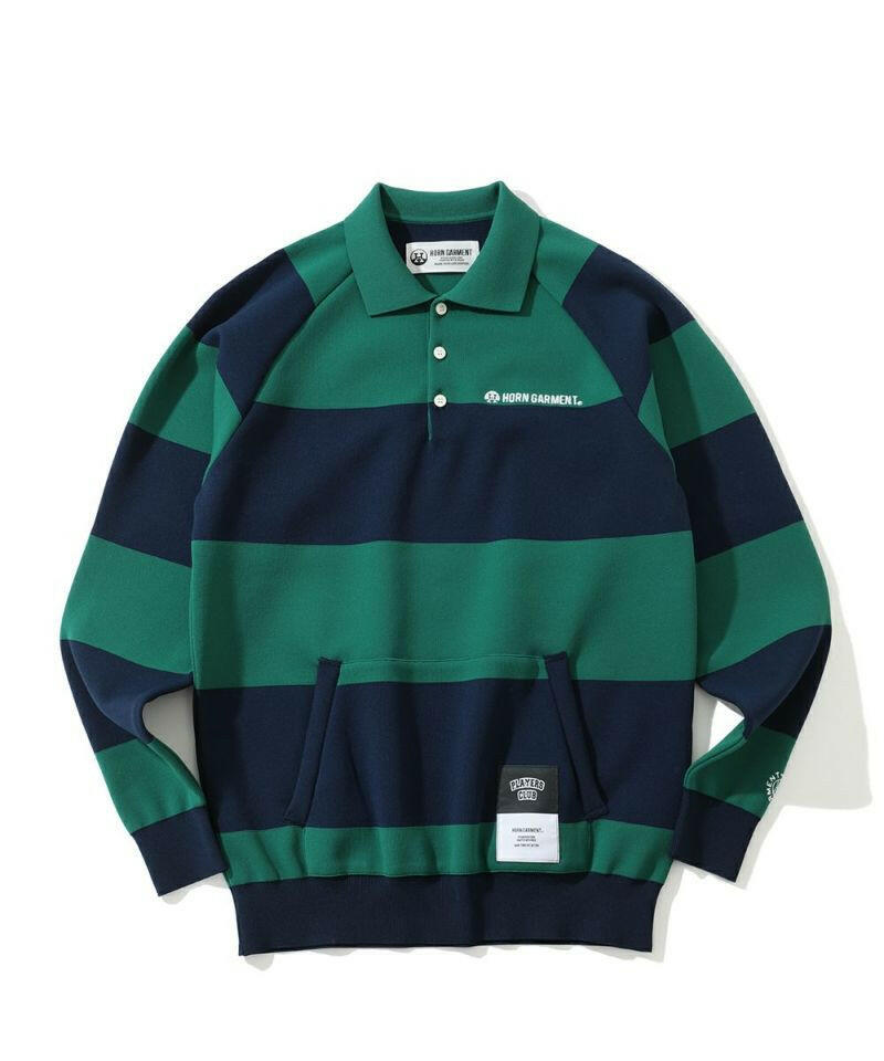 HORN GARMENT MENS Port Border Knit Polo