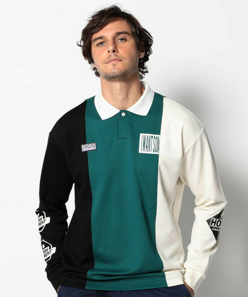 HORN GARMENT MENS Triplane Long Sleeve Polo