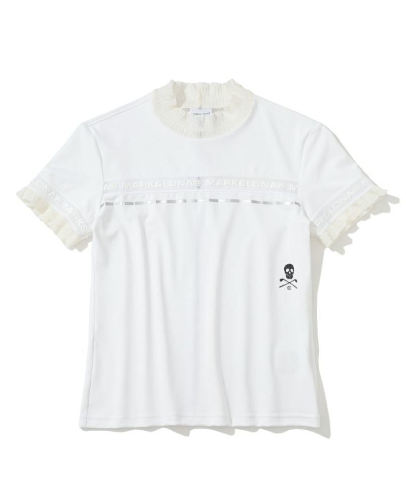 MARK&LONA WOMENS Trans Camo Shirring Mock