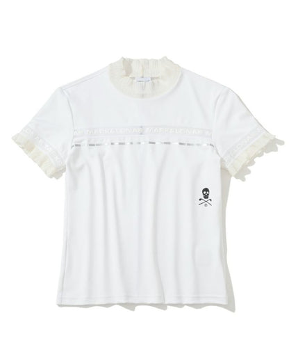 MARK&LONA WOMENS Trans Camo Shirring Mock
