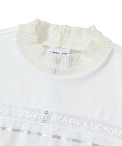 MARK&LONA WOMENS Trans Camo Shirring Mock