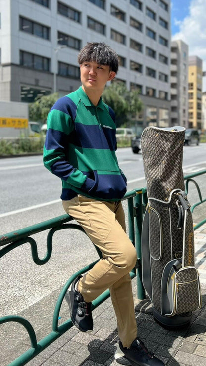 HORN GARMENT MENS Port Border Knit Polo