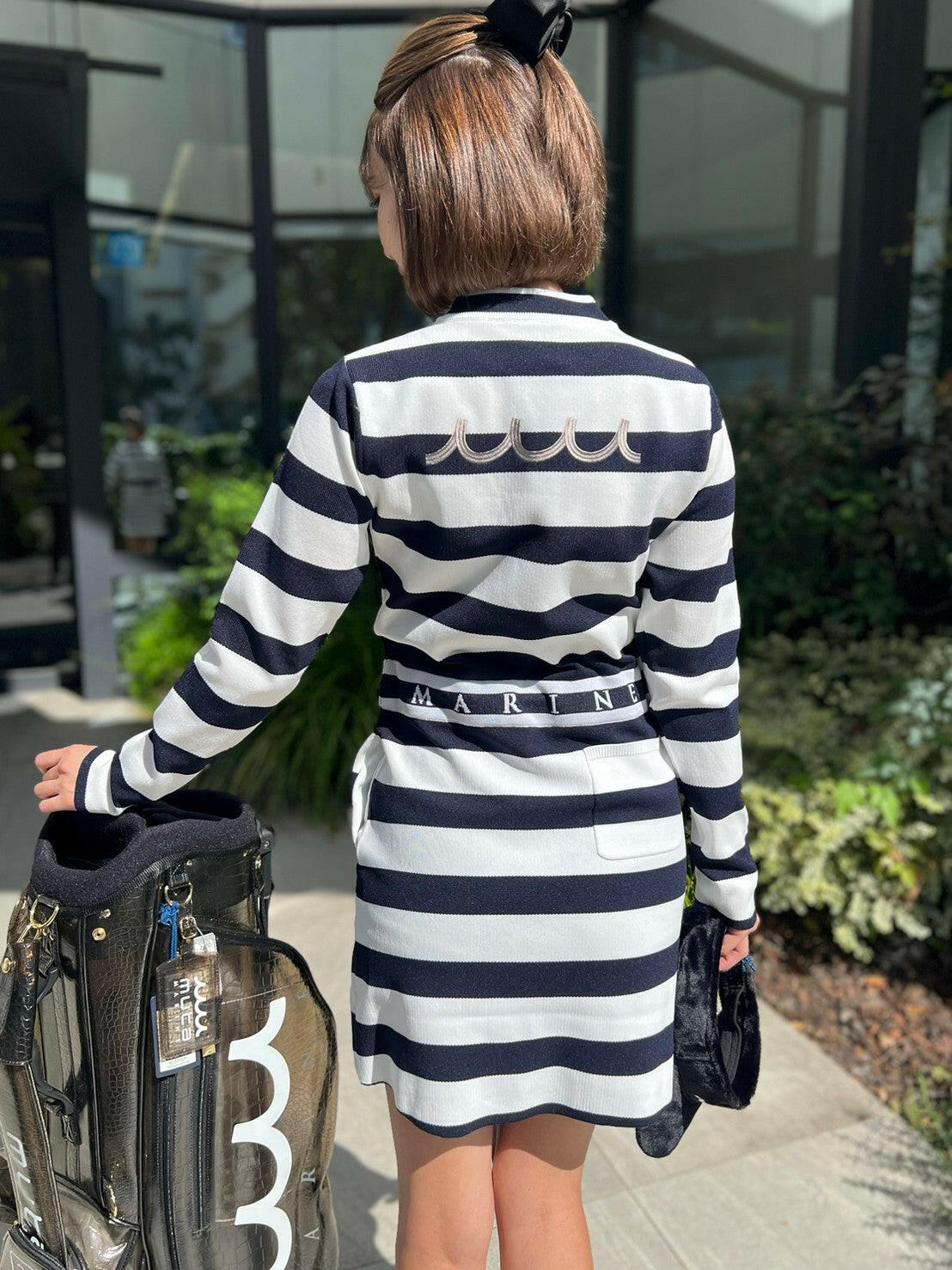 MUTA WOMENS BORDER KNIT DRESS