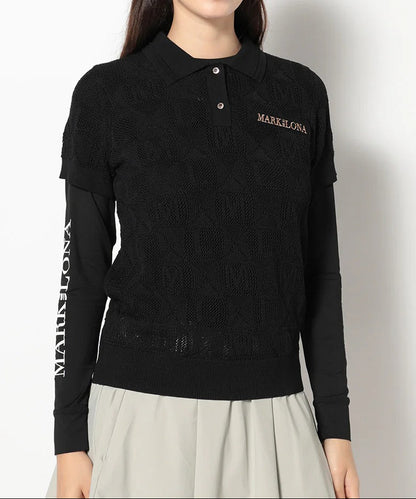 MARK&LONA WOMENS Lace Knit Polo Shirt
