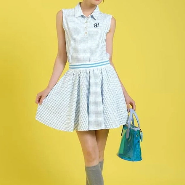 Resurrection WOMENS Gingham Check Sleeveless Polo Shirt
