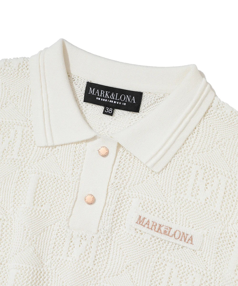 MARK&LONA WOMENS Lace Knit Polo Shirt