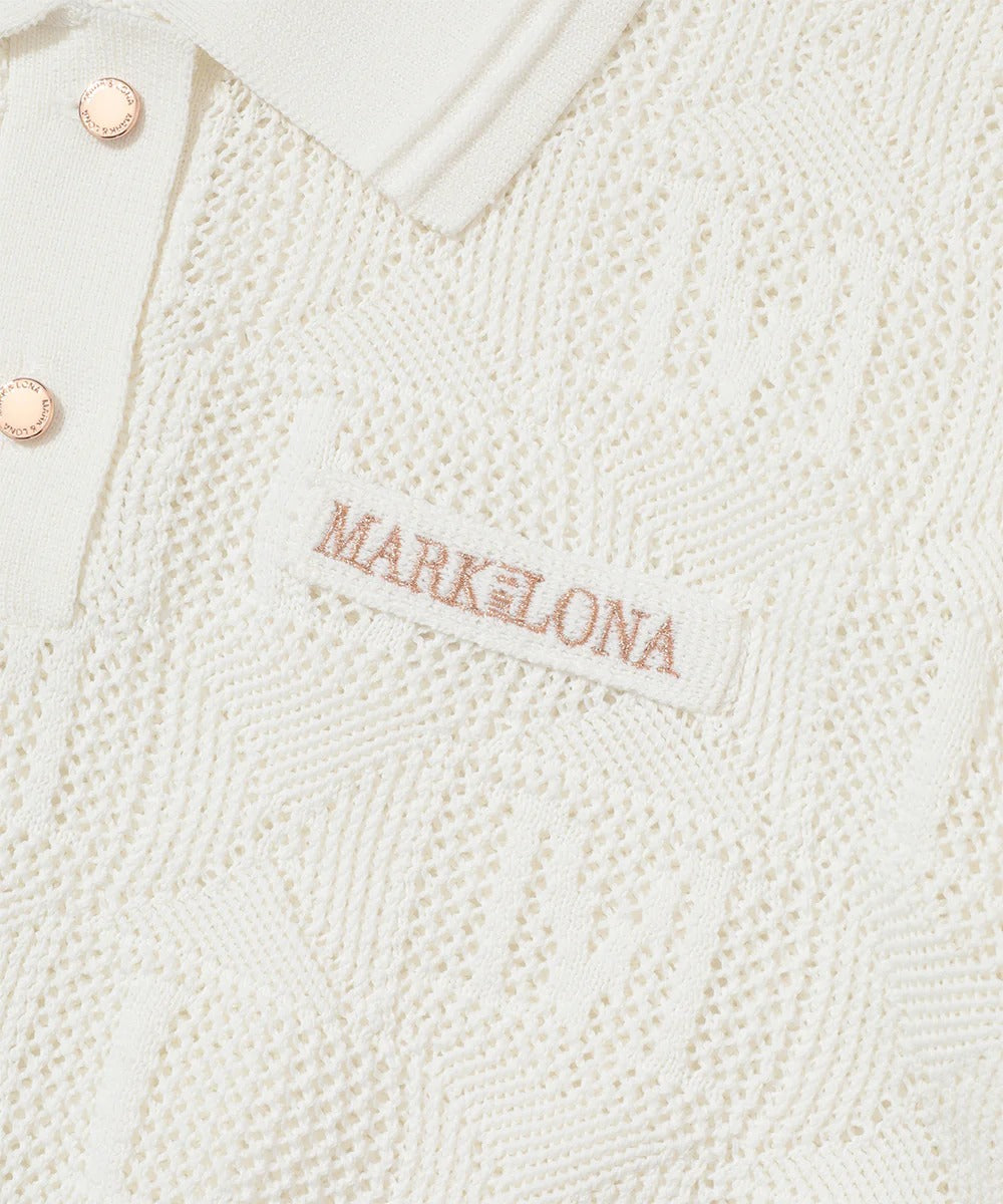 MARK&LONA WOMENS Lace Knit Polo Shirt