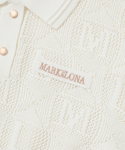 MARK&LONA WOMENS Lace Knit Polo Shirt