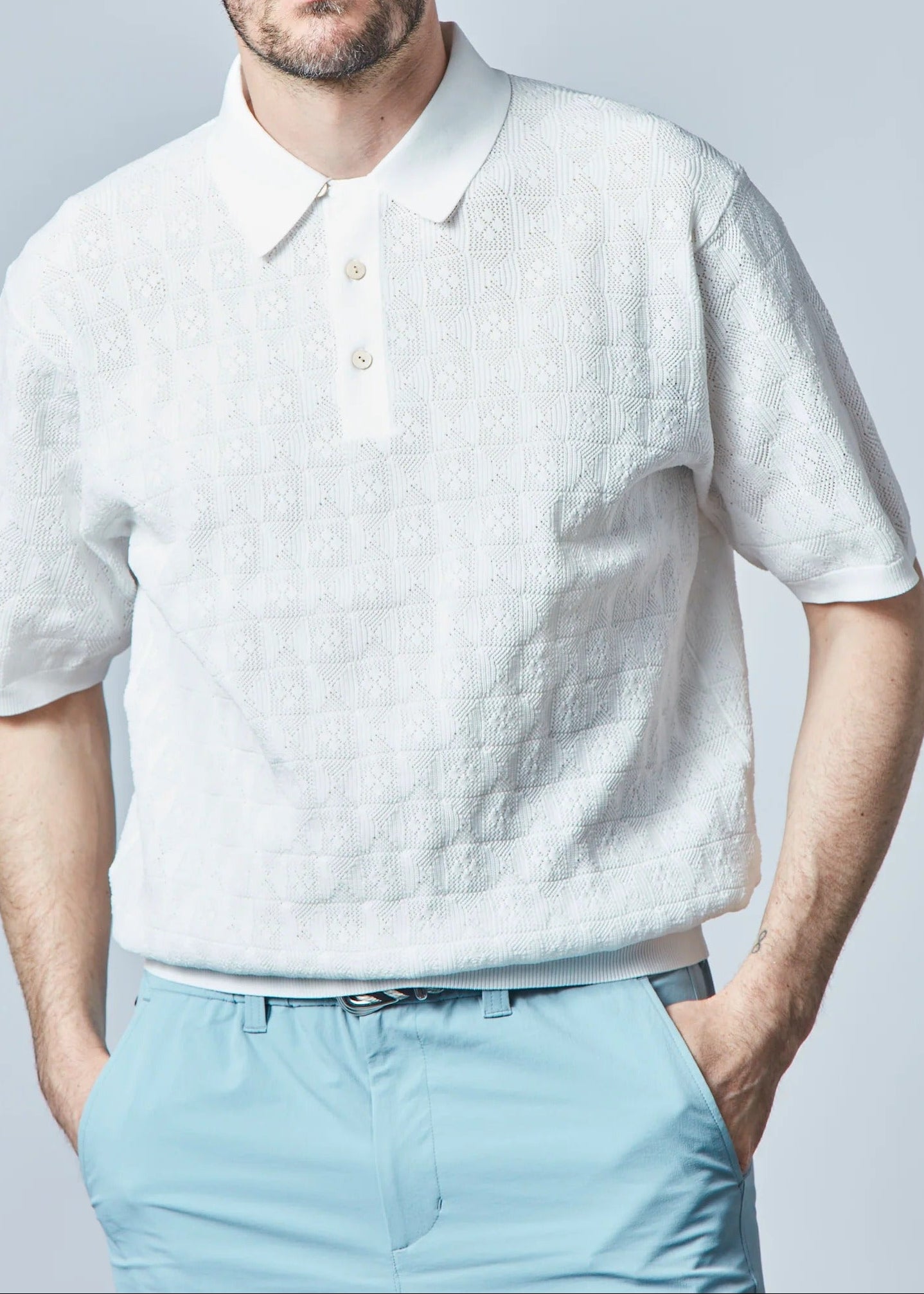 HERG1 MENS Jacquard Mesh Knit Polo