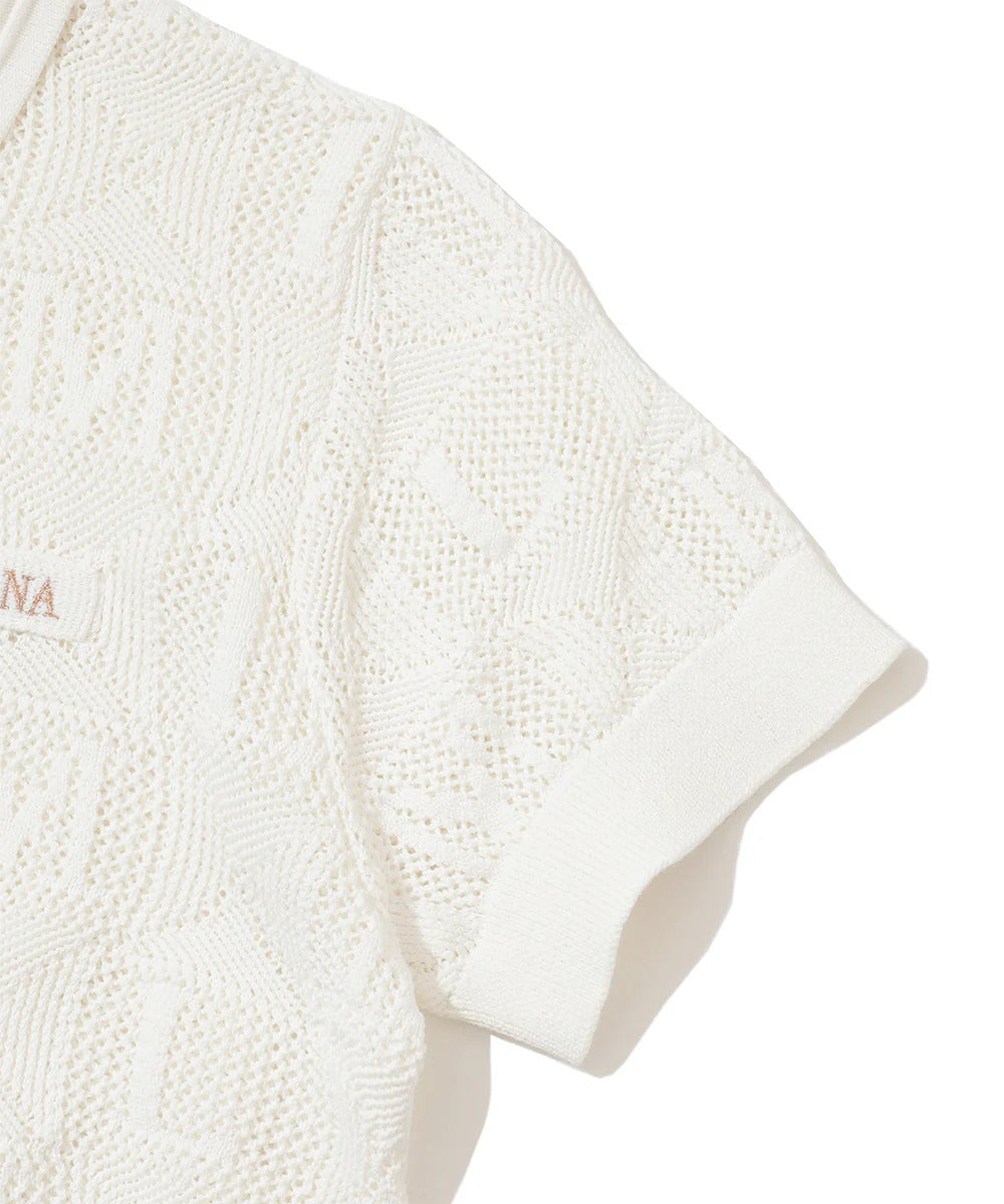 MARK&LONA WOMENS Lace Knit Polo Shirt