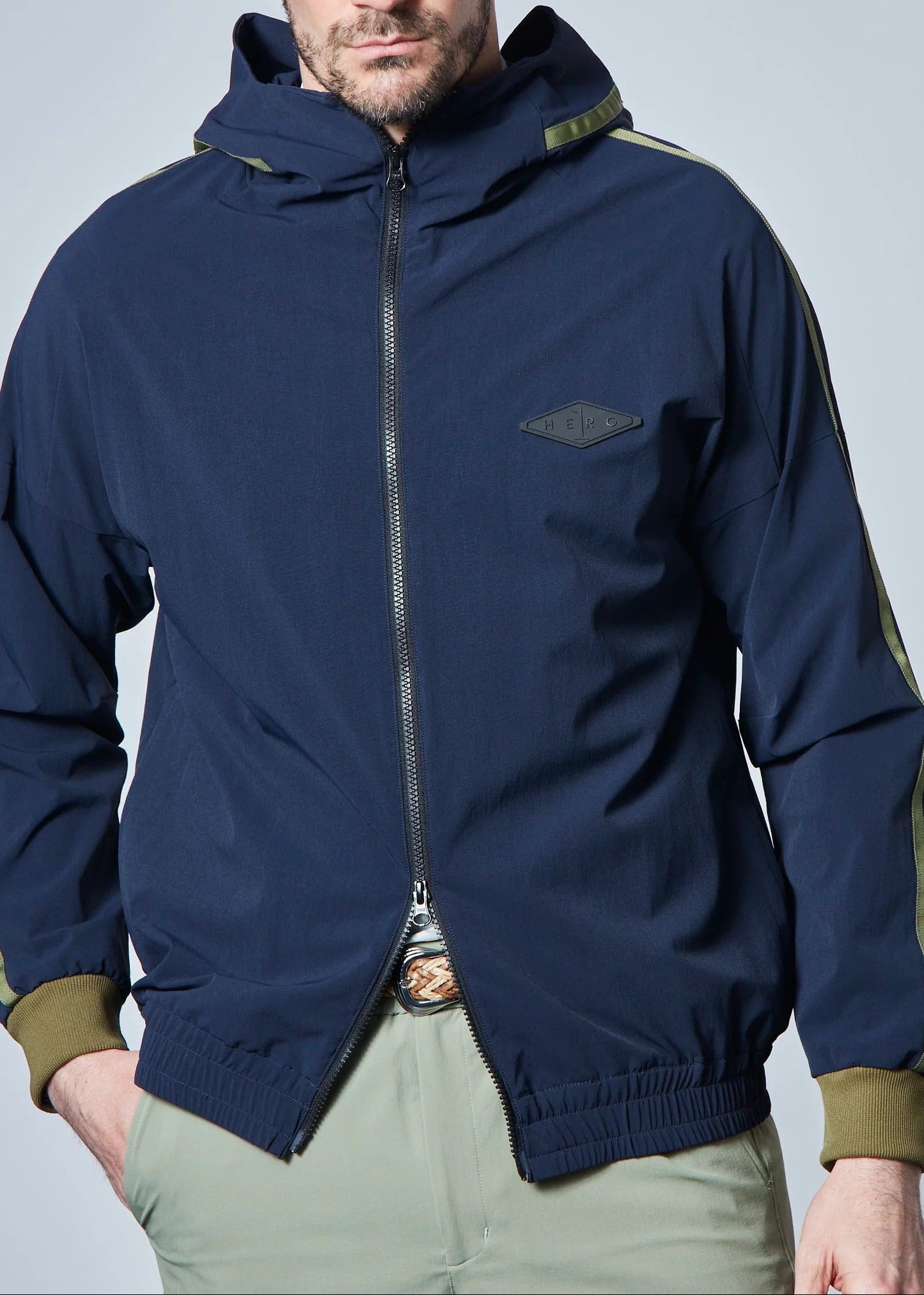 HERG1 MENS Stretch Nylon Lined Zip-up Hoodie