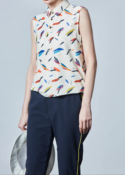 HERG1 WOMENS Summer Print Over Sleeveless Top