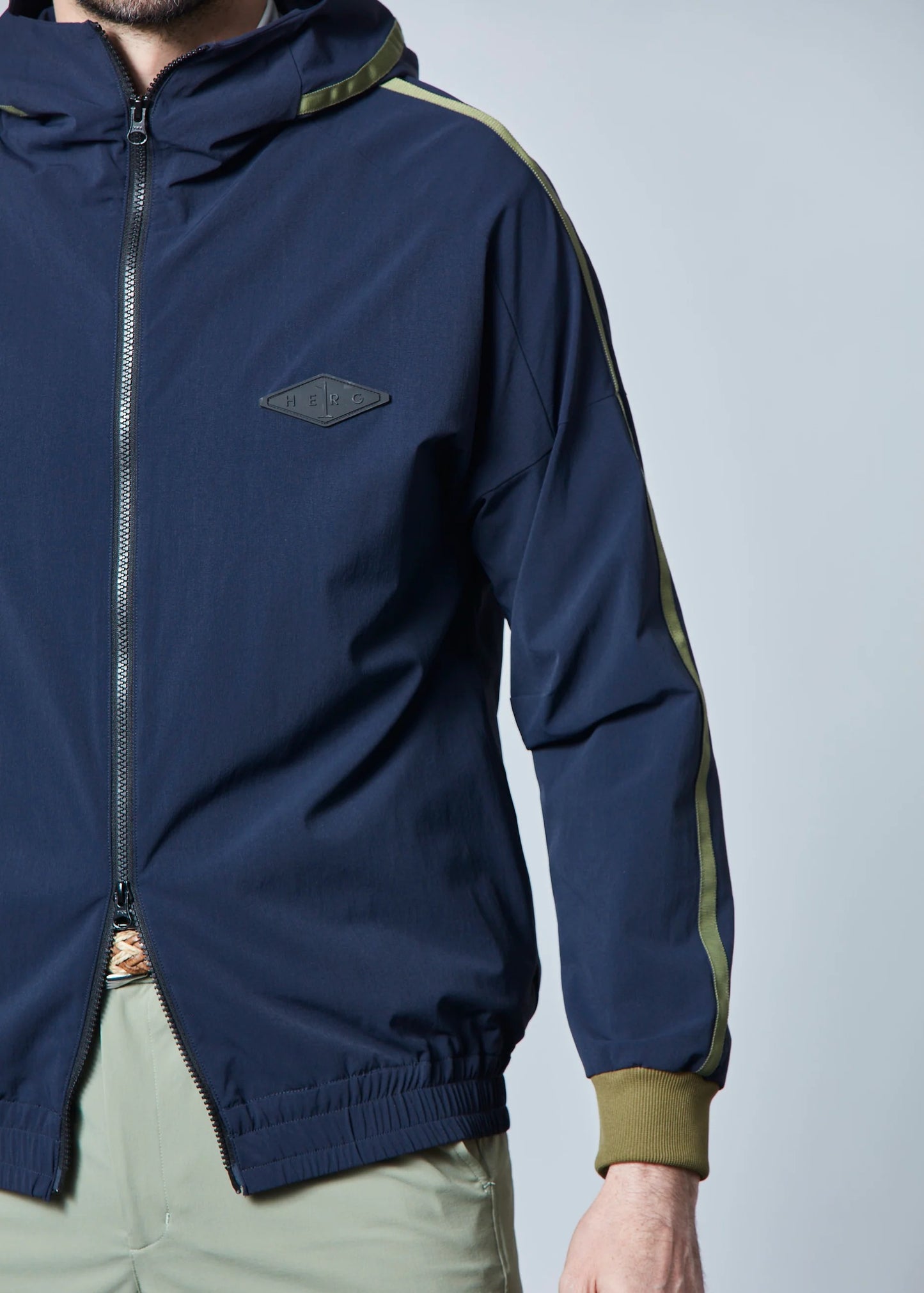 HERG1 MENS Stretch Nylon Lined Zip-up Hoodie