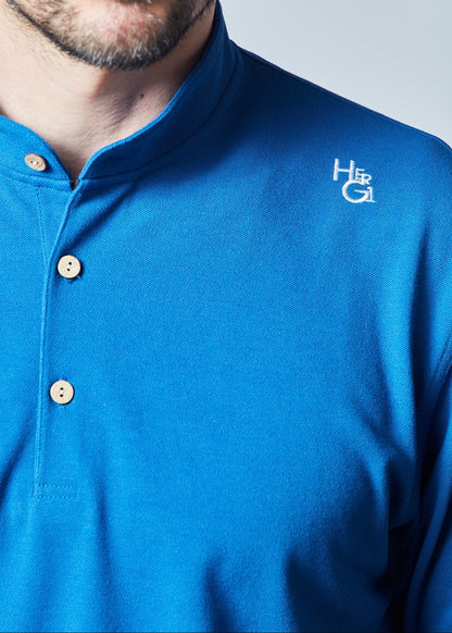HERG1 MENS Stand Collar Modular Logo Polo Shirt