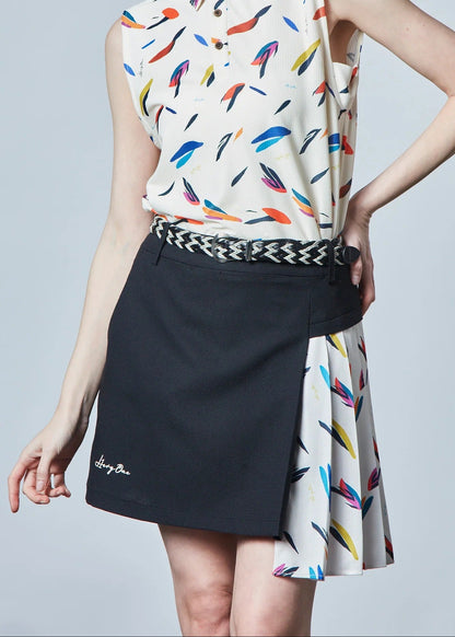 HERG1 WOMENS Dot Air Asymmetrical Pleated Skirt