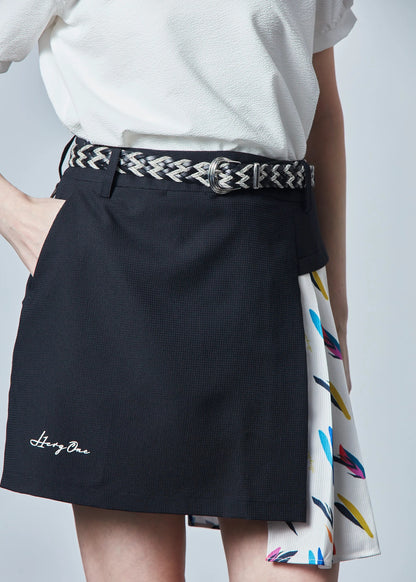 HERG1 WOMENS Dot Air Asymmetrical Pleated Skirt