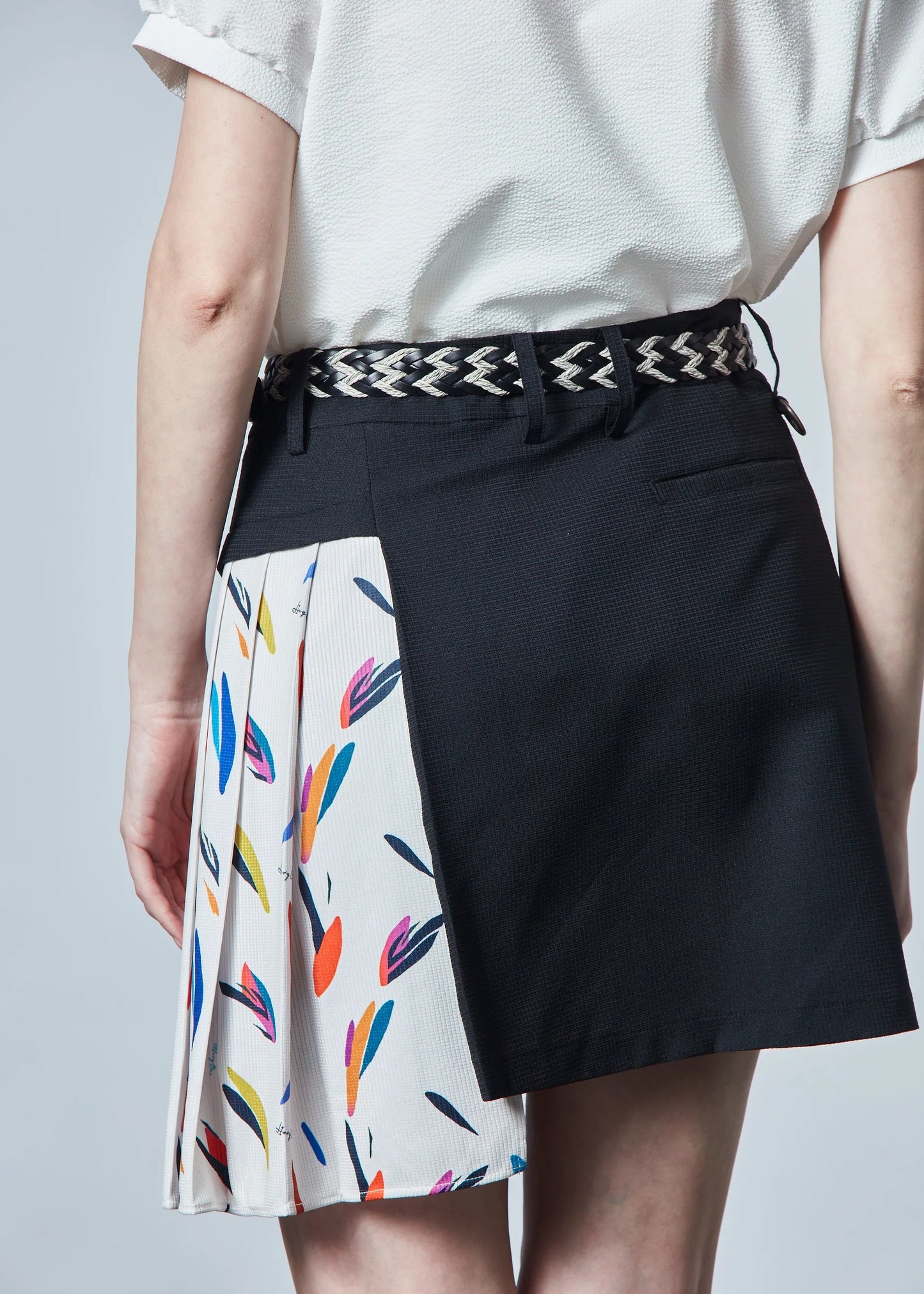 HERG1 WOMENS Dot Air Asymmetrical Pleated Skirt