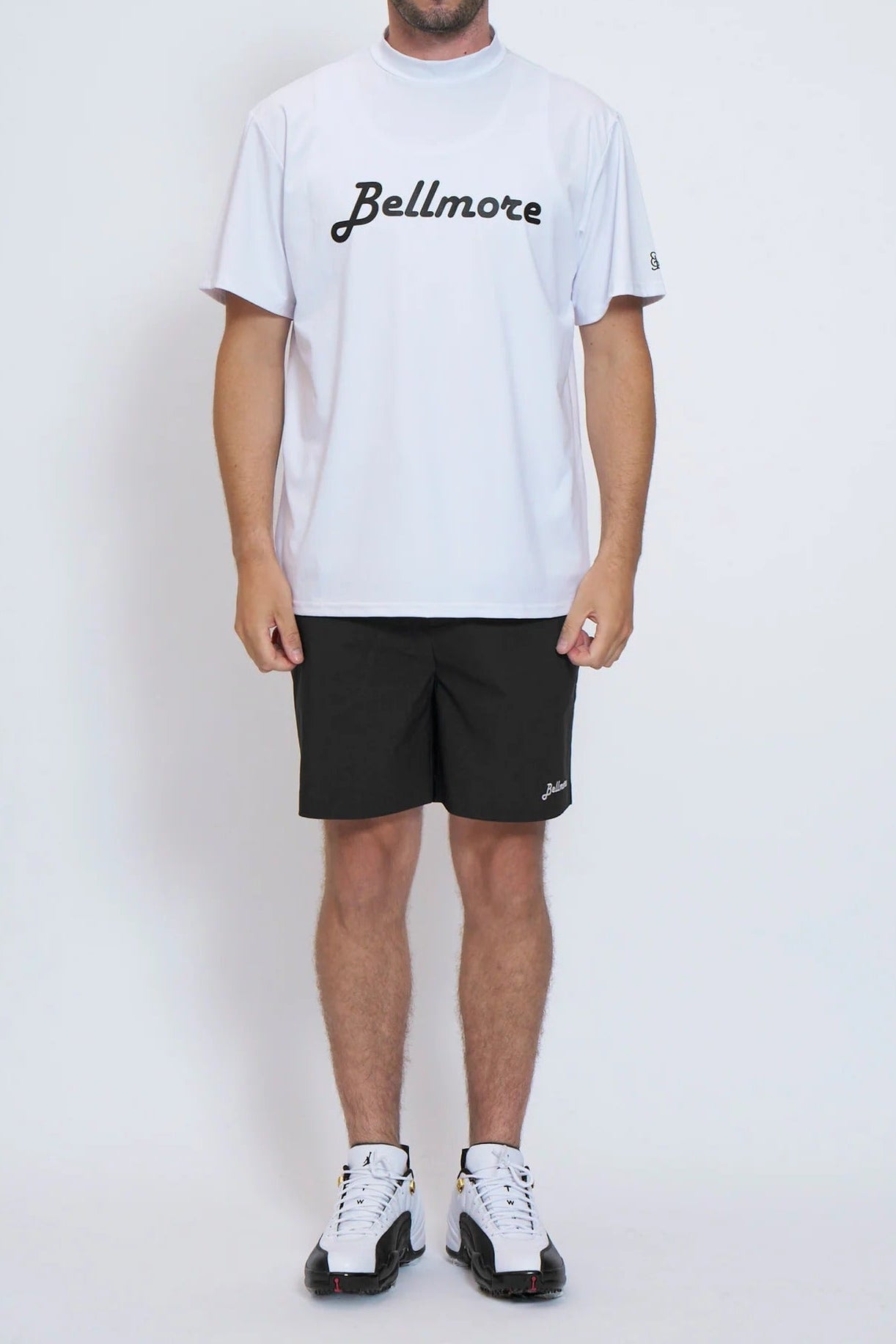 BELLMORE MENS DRY-STRETCH LOGO SHORT PANTS