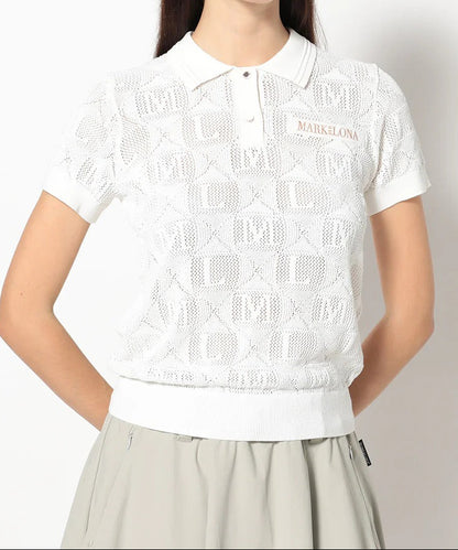 MARK&LONA WOMENS Lace Knit Polo Shirt