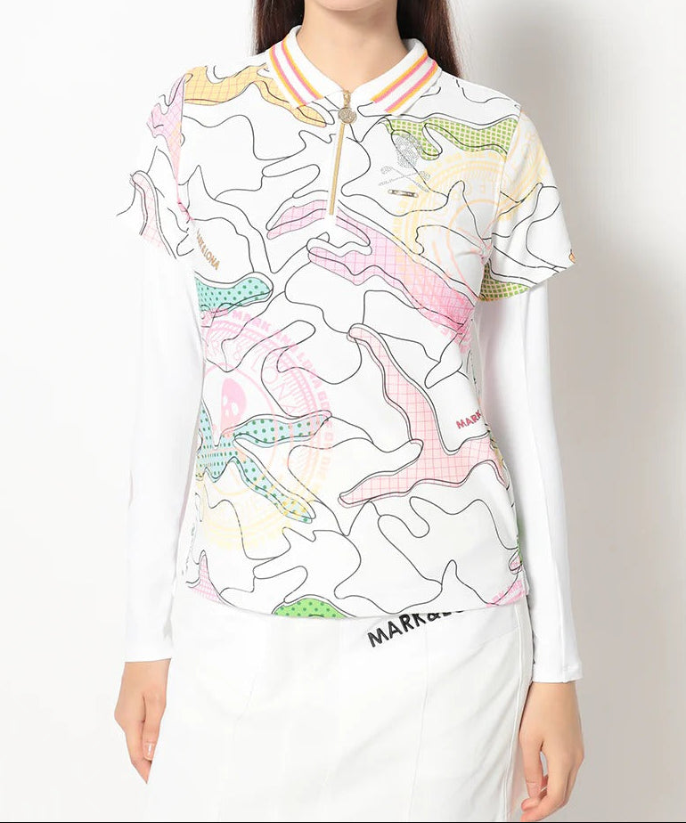 MARK&LONA WOMENS Axon Camo AirTech Micro-Piqué Zip Polo