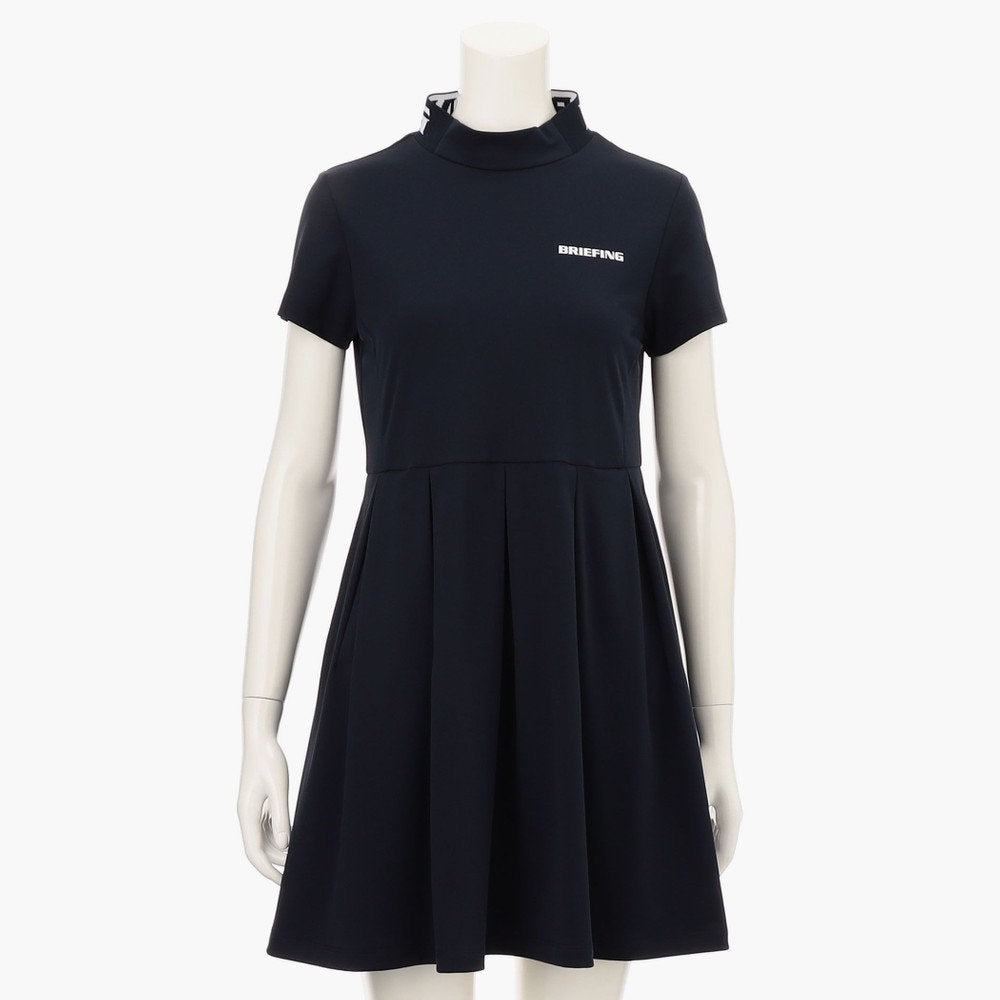 BRIEFING WOMENS WS NECK LOGO HIGHNECK PLEATED DRESS