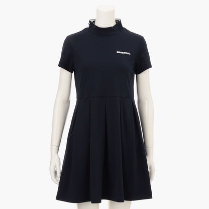 BRIEFING WOMENS WS NECK LOGO HIGHNECK PLEATED DRESS
