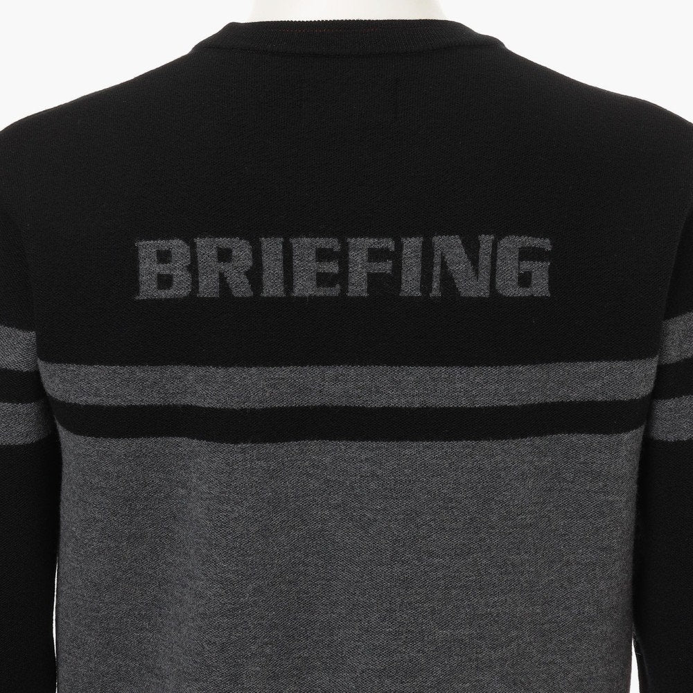 BRIEFING Men MS MERINO WOOL STRIPE LOGO CREWNECK KNIT